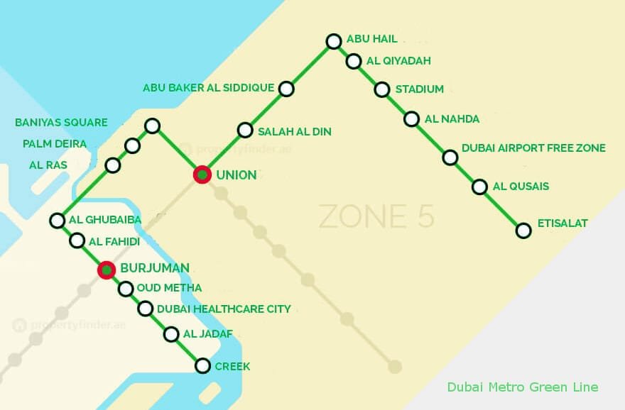 dubai metro green line map